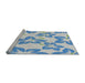 Serging Thickness of Machine Washable Transitional Pale Blue Lily Blue Rug, wshpat1727