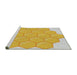 Serging Thickness of Machine Washable Transitional Gold Rug, wshpat1729