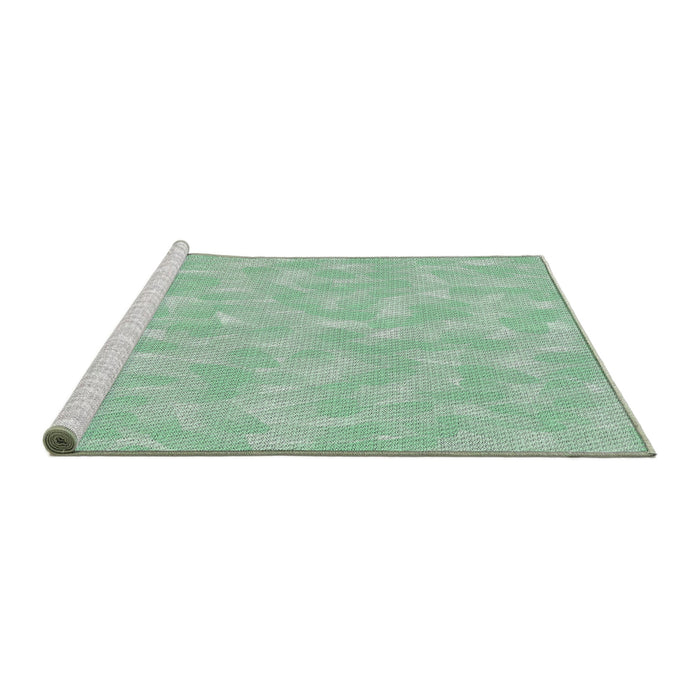 Serging Thickness of Machine Washable Transitional Green Rug, wshpat173