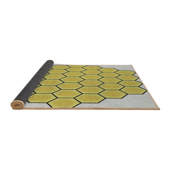 Thickness of Patterned Mustard Yellow Novelty Rug, pat1730