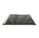 Serging Thickness of Machine Washable Transitional Charcoal Black Rug, wshpat1731