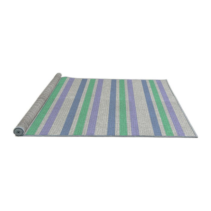 Serging Thickness of Patterned Pale Blue Abstract Machine Washable Rug, wshpat1735