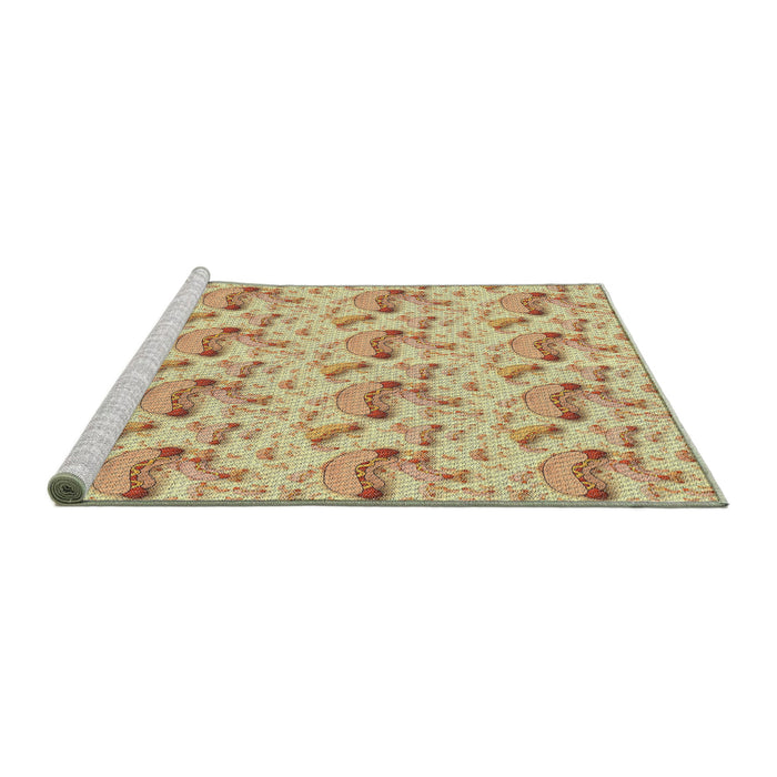 Serging Thickness of Patterned Harvest Gold Abstract Machine Washable Rug, wshpat1737