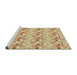 Serging Thickness of Patterned Harvest Gold Abstract Machine Washable Rug, wshpat1737