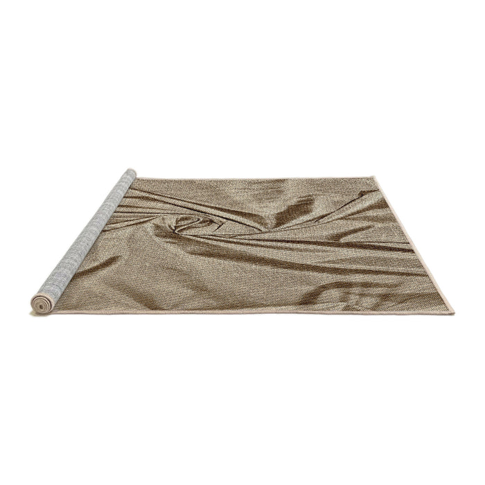 Serging Thickness of Machine Washable Transitional Brown Rug, wshpat174