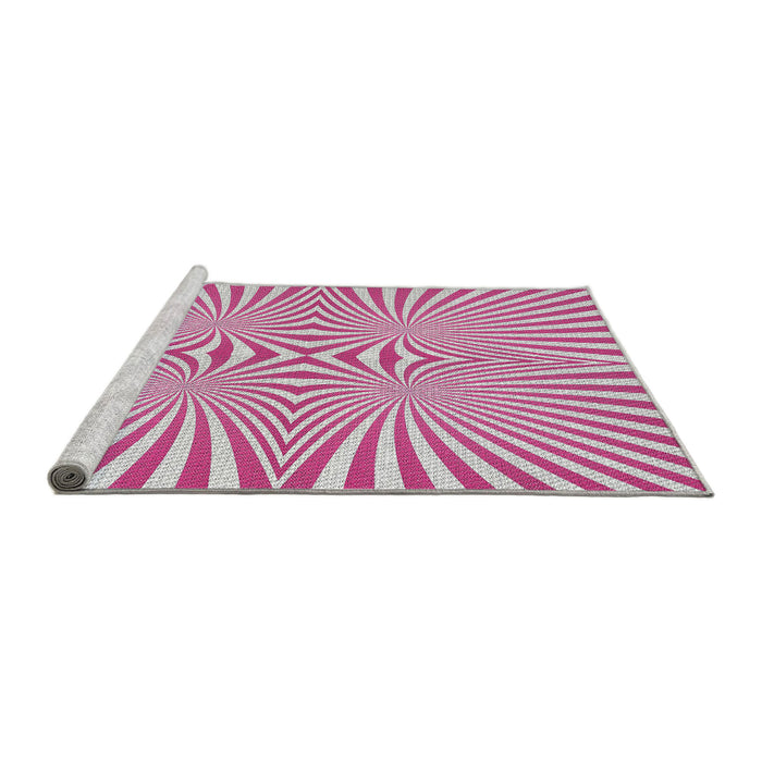 Serging Thickness of Machine Washable Transitional Deep Pink Rug, wshpat1740