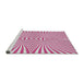 Serging Thickness of Machine Washable Transitional Deep Pink Rug, wshpat1740