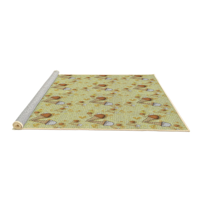 Serging Thickness of Machine Washable Transitional Caramel Brown Rug, wshpat1741