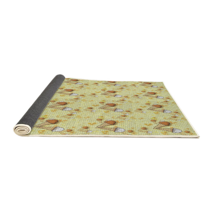 Thickness of Patterned Caramel Brown Novelty Rug, pat1741
