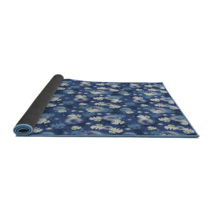 Thickness of Patterned Blue Novelty Rug, pat1743