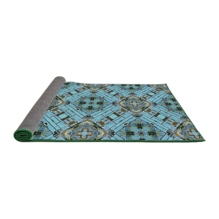 Thickness of Patterned Tiffany Blue Novelty Rug, pat1747