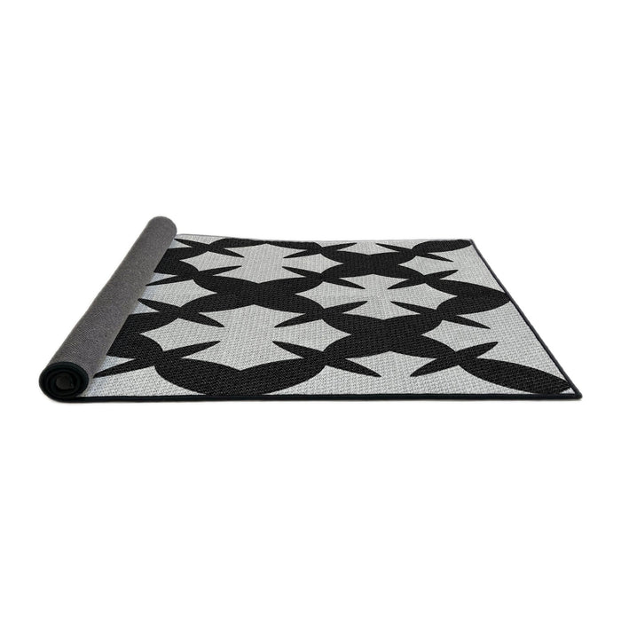 Thickness of Patterned Charcoal Black Novelty Rug, pat1748