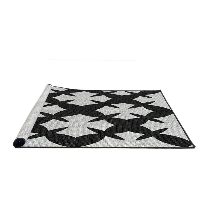 Serging Thickness of Machine Washable Transitional Charcoal Black Rug, wshpat1748