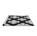 Serging Thickness of Machine Washable Transitional Charcoal Black Rug, wshpat1748