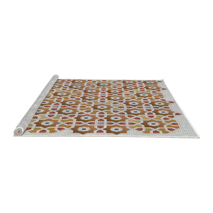 Serging Thickness of Patterned Dark White Beige Abstract Machine Washable Rug, wshpat1749