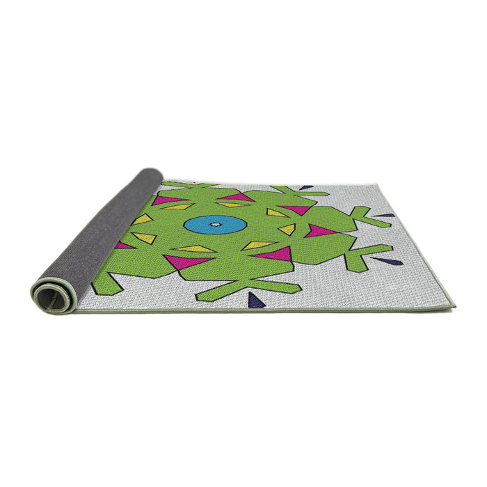 Thickness of Patterned Camouflage Green Novelty Rug, pat1753