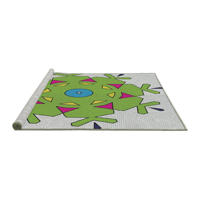 Serging Thickness of Machine Washable Transitional Camouflage Green Rug, wshpat1753