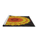 Serging Thickness of Machine Washable Transitional Yellow Rug, wshpat1754