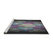 Serging Thickness of Machine Washable Transitional Charcoal Black Rug, wshpat1755
