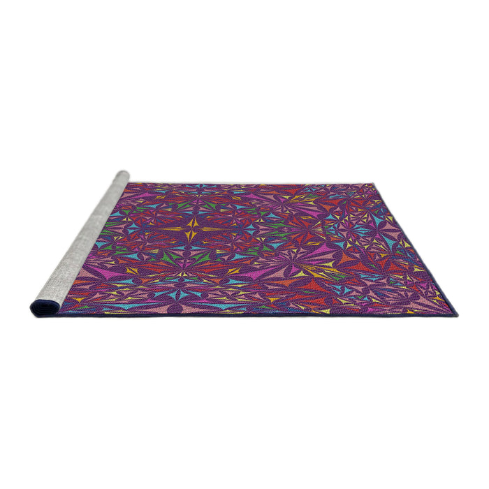 Serging Thickness of Machine Washable Transitional Plum Velvet Purple Rug, wshpat1756
