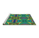 Serging Thickness of Machine Washable Transitional Green Rug, wshpat1761