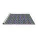 Serging Thickness of Machine Washable Transitional Green Rug, wshpat1762