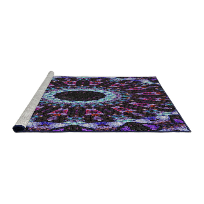 Serging Thickness of Machine Washable Transitional Lavender Purple Rug, wshpat1763