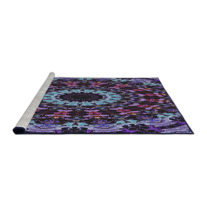 Serging Thickness of Machine Washable Transitional Lavender Purple Rug, wshpat1764