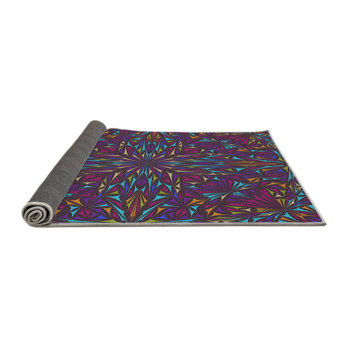 Thickness of Patterned Dark Purple Novelty Rug, pat1768