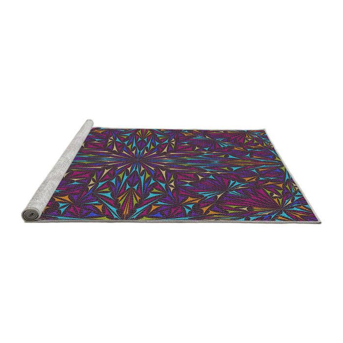 Serging Thickness of Machine Washable Transitional Dark Purple Rug, wshpat1768
