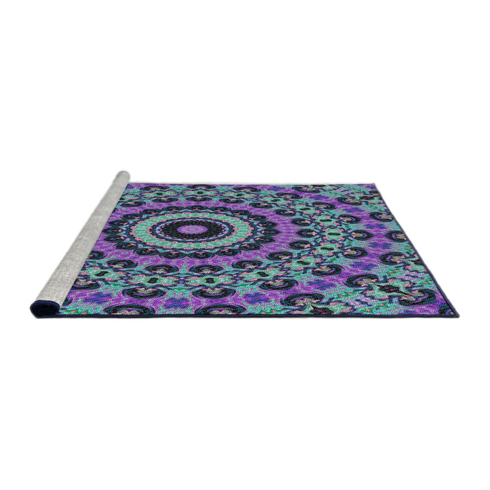 Serging Thickness of Machine Washable Transitional Koi Blue Rug, wshpat177