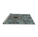 Serging Thickness of Machine Washable Transitional Gray Rug, wshpat1779