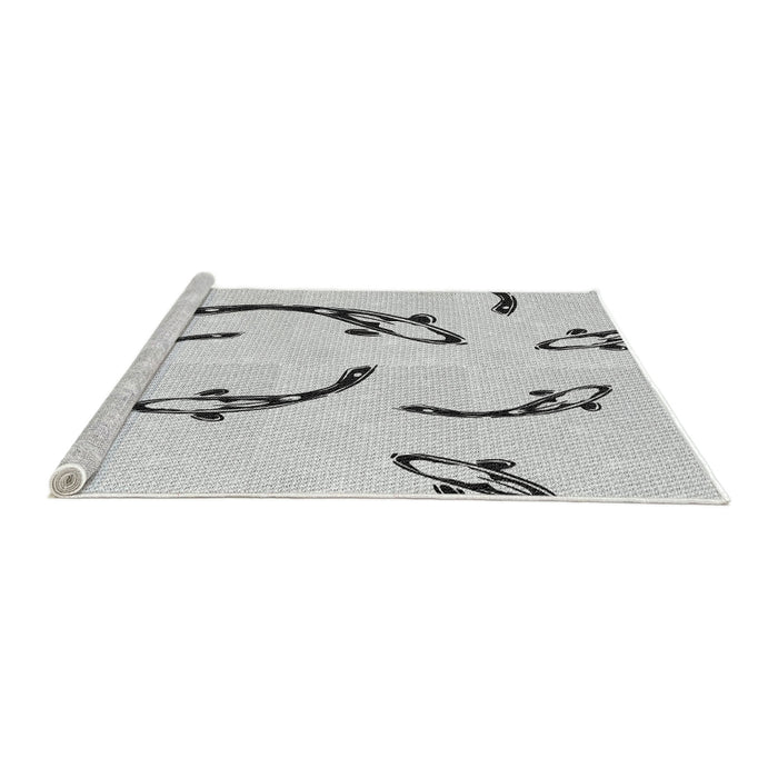 Serging Thickness of Machine Washable Transitional White Smoke Rug, wshpat1781