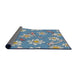 Thickness of Patterned Blue Novelty Rug, pat1783