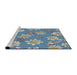 Serging Thickness of Machine Washable Transitional Blue Rug, wshpat1783