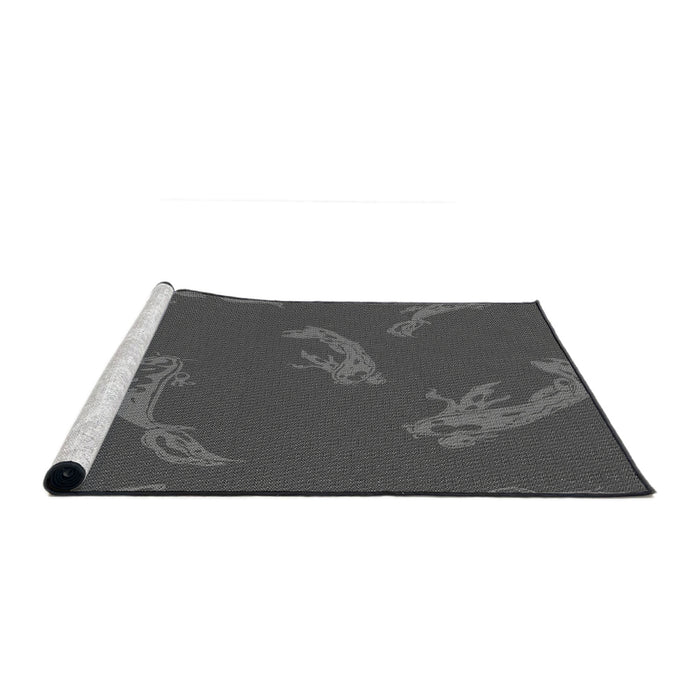 Serging Thickness of Machine Washable Transitional Grey Gray Rug, wshpat1784