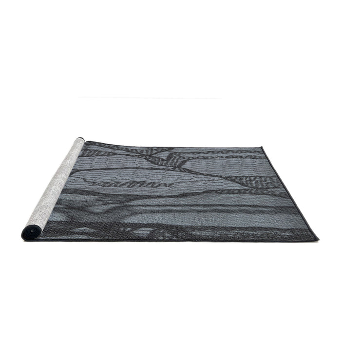 Serging Thickness of Machine Washable Transitional Dark Gray Rug, wshpat1785