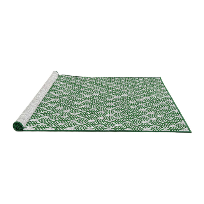 Serging Thickness of Patterned Green Abstract Machine Washable Rug, wshpat1789