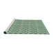 Serging Thickness of Patterned Green Abstract Machine Washable Rug, wshpat1789