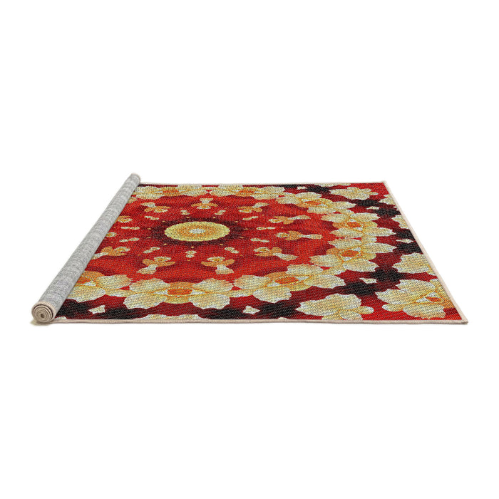 Serging Thickness of Machine Washable Transitional Red Rug, wshpat179