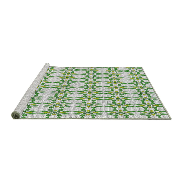 Serging Thickness of Patterned Forest Green Abstract Machine Washable Rug, wshpat1790