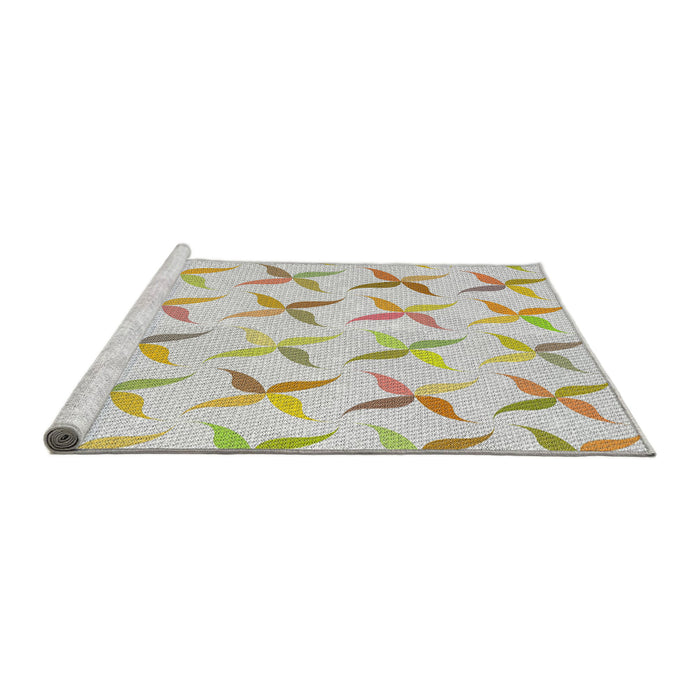 Serging Thickness of Machine Washable Transitional Brown Rug, wshpat1796