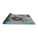 Thickness of Patterned Pale Turquoise Blue Novelty Rug, pat1797