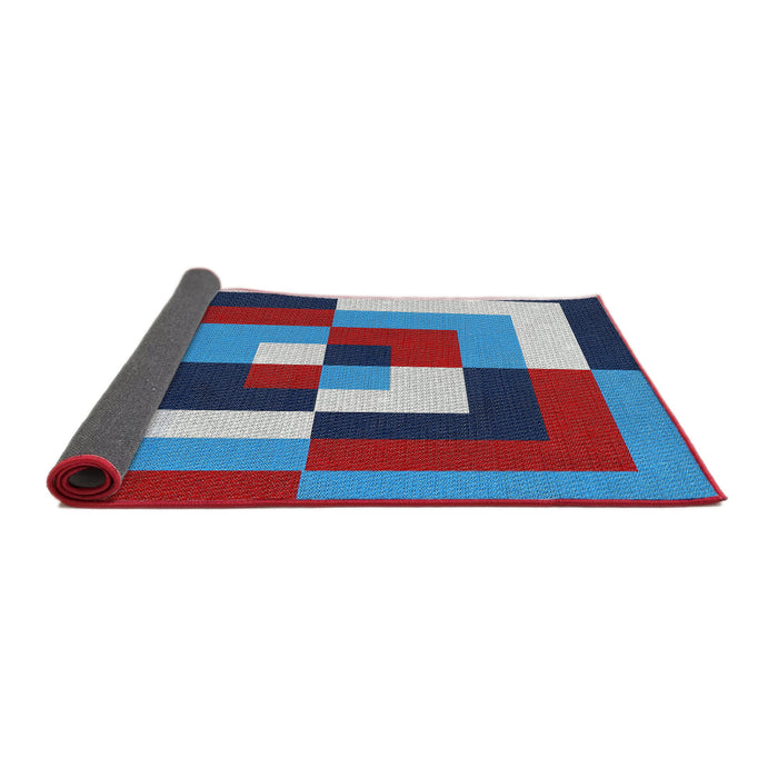 Thickness of Patterned Denim Blue Novelty Rug, pat1798