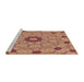 Serging Thickness of Machine Washable Transitional Sandy Brown Rug, wshpat180