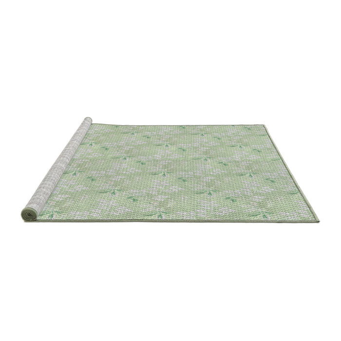 Serging Thickness of Patterned Light Rose Green Abstract Machine Washable Rug, wshpat1802