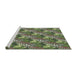 Serging Thickness of Patterned Army Green Abstract Machine Washable Rug, wshpat1803