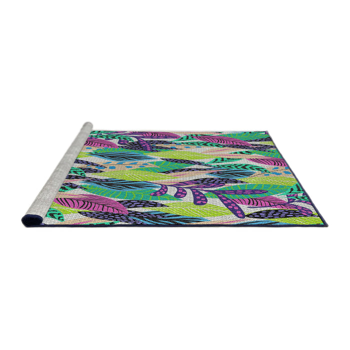 Serging Thickness of Patterned Purple Abstract Machine Washable Rug, wshpat1804