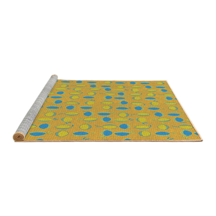 Serging Thickness of Machine Washable Transitional Yellow Rug, wshpat1805