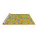 Serging Thickness of Machine Washable Transitional Yellow Rug, wshpat1805